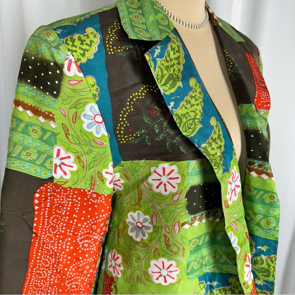 Vtg Silk Collection Harvé Bernard Floral Jacket Sz  10 Art To Wear 100% Silk - Picture 2 of 14